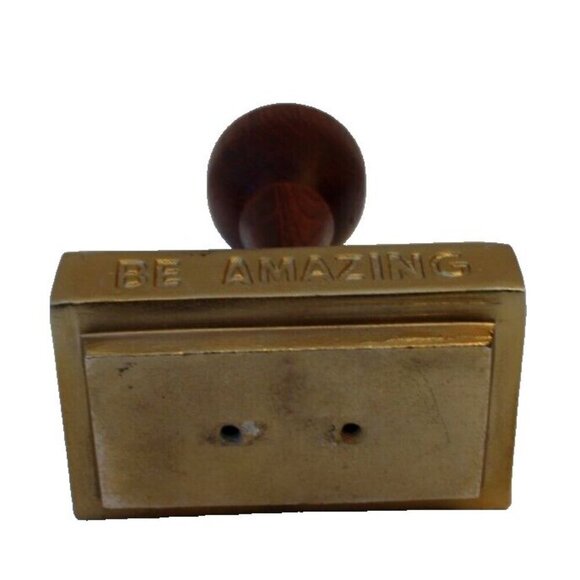 Vintage Wood / Metal Large "Be Amazing" Rubber Stamp Figure Statue Desk Prop - Picture 3 of 4